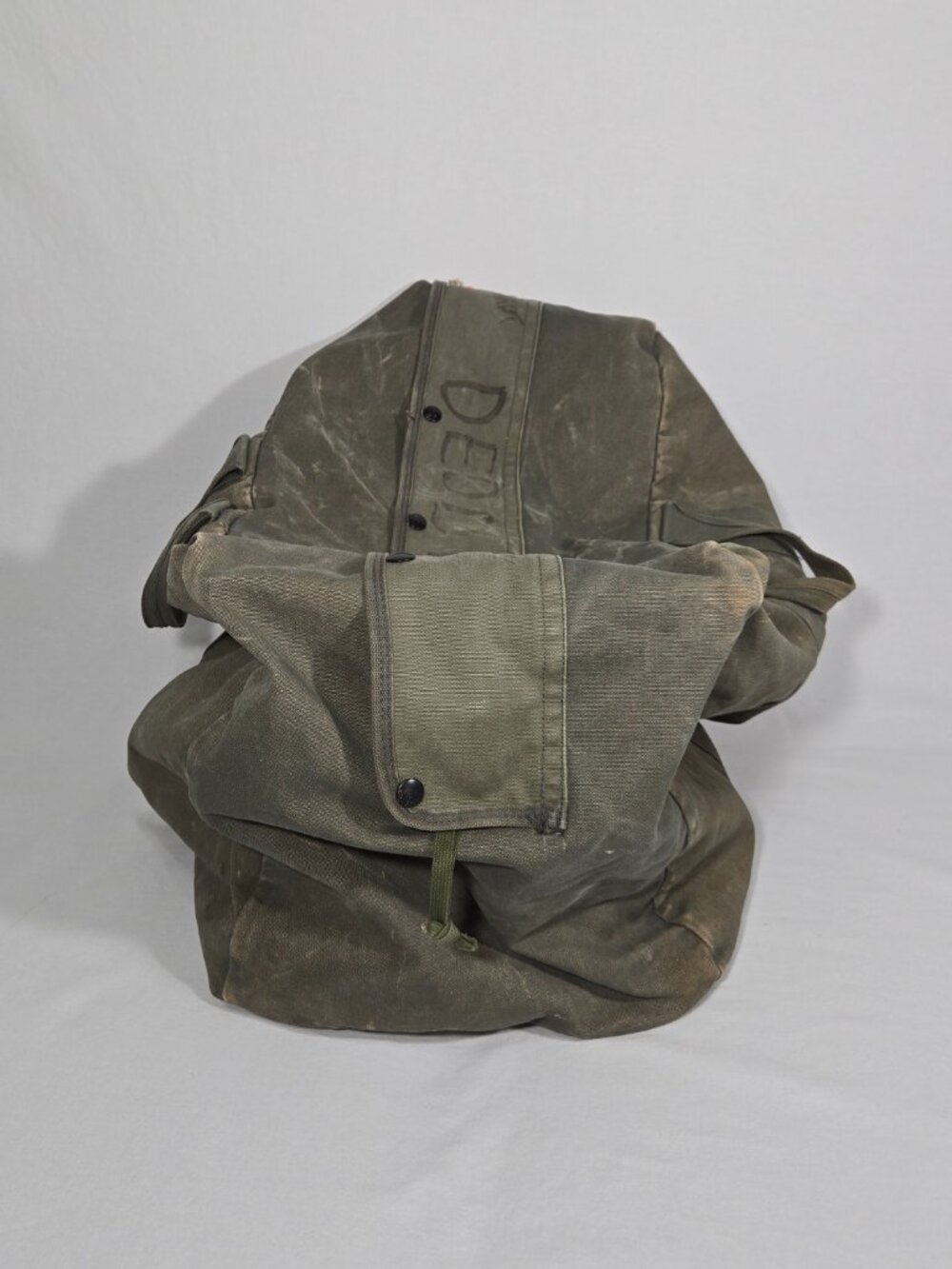 U.S.A. ORIGINAL Vintage 30s 40s Army Military SAGE CANVAS Duffel BAG Sz.33x18x15 - Picture 7 of 17